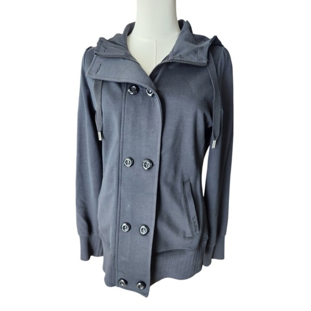 The North Face Womens M Medium Gray Double Breasted Hoodie Jacket